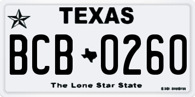 TX license plate BCB0260