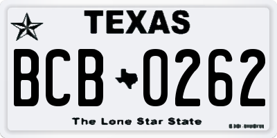 TX license plate BCB0262