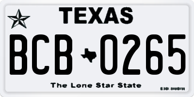 TX license plate BCB0265