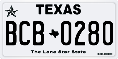 TX license plate BCB0280