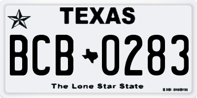 TX license plate BCB0283