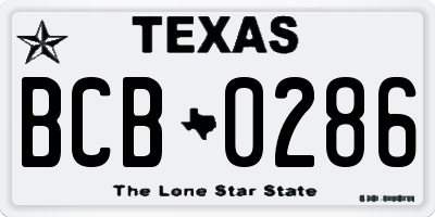 TX license plate BCB0286