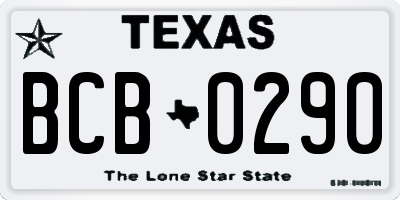 TX license plate BCB0290