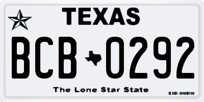 TX license plate BCB0292