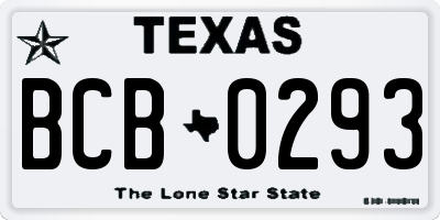 TX license plate BCB0293