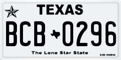 TX license plate BCB0296