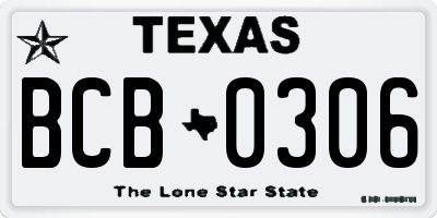 TX license plate BCB0306