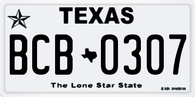 TX license plate BCB0307