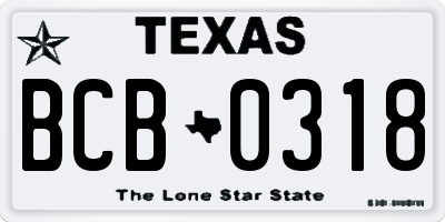 TX license plate BCB0318