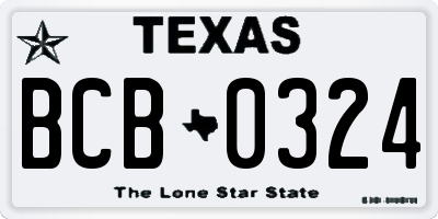 TX license plate BCB0324