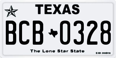 TX license plate BCB0328
