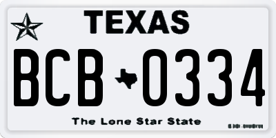 TX license plate BCB0334
