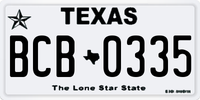TX license plate BCB0335