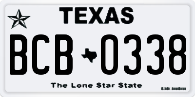 TX license plate BCB0338