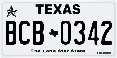 TX license plate BCB0342