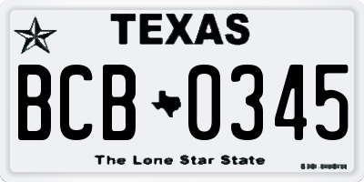 TX license plate BCB0345
