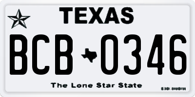 TX license plate BCB0346