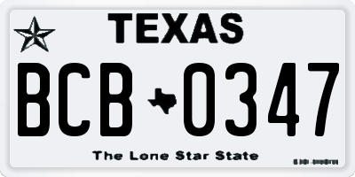 TX license plate BCB0347