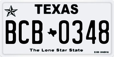 TX license plate BCB0348
