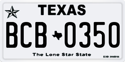 TX license plate BCB0350
