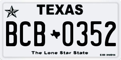 TX license plate BCB0352