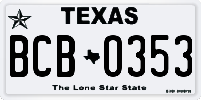 TX license plate BCB0353