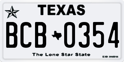TX license plate BCB0354