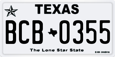 TX license plate BCB0355