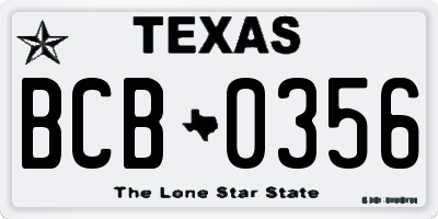 TX license plate BCB0356