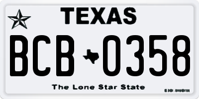 TX license plate BCB0358