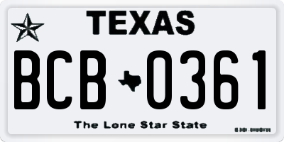 TX license plate BCB0361