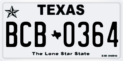 TX license plate BCB0364