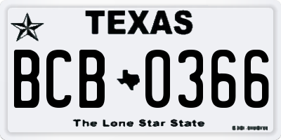 TX license plate BCB0366