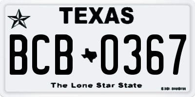 TX license plate BCB0367
