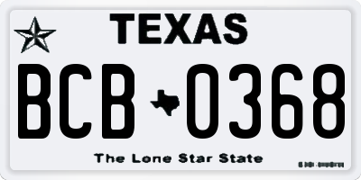TX license plate BCB0368
