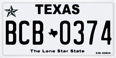 TX license plate BCB0374