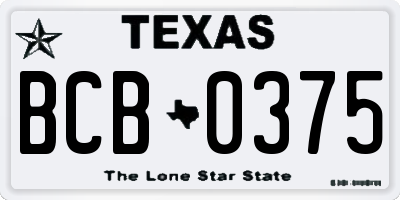 TX license plate BCB0375
