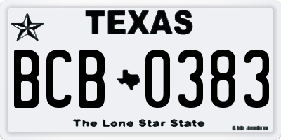 TX license plate BCB0383