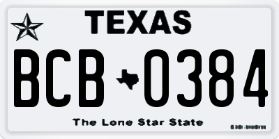 TX license plate BCB0384