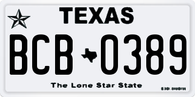 TX license plate BCB0389