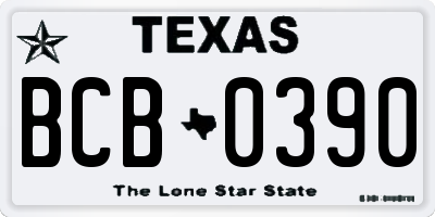 TX license plate BCB0390