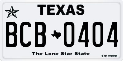 TX license plate BCB0404