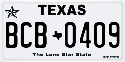 TX license plate BCB0409