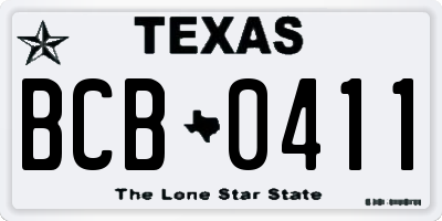 TX license plate BCB0411