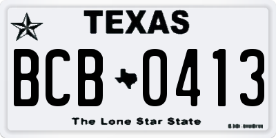 TX license plate BCB0413