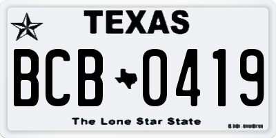 TX license plate BCB0419