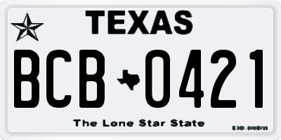 TX license plate BCB0421