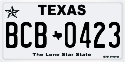TX license plate BCB0423