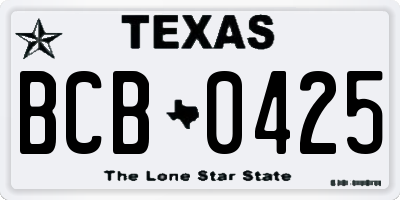 TX license plate BCB0425
