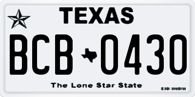 TX license plate BCB0430